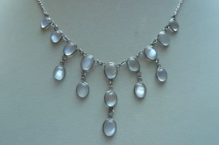 Art Deco Moonstone And Silver Necklace