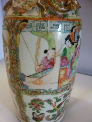 Antique 19th Century Chinese Canton Enamel Porcelain Famille Rose Vase REPAIRED 7