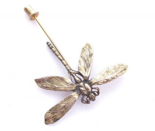 Antique Dragonfly Stick Pin Hat Lapel Signed Gorham Sterling Silver 925 Insect