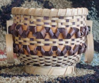 Vintage Native American Cherokee Indian Handmade White Oak Basket With Handles