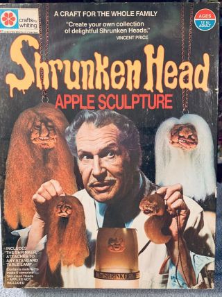 Milton Bradley 1975 Vincent Price Shrunken Head Apple Sculpture Kit