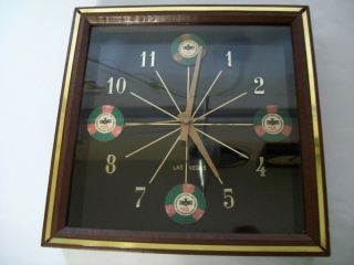Vintage Las Vegas Clock With 4 $25 Real Thunderbird Casino Chips Pre 1973