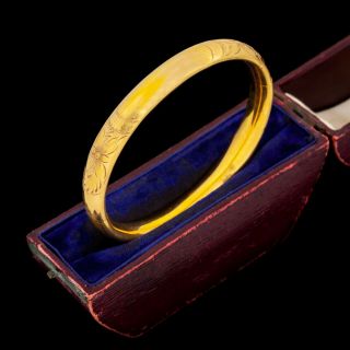 Antique Vintage Art Nouveau 12k Gold Filled Gf Hinged Wedding Bangle Bracelet