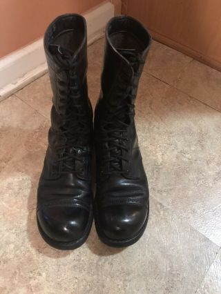 Vintage Corcoran 10 " Black Leather Military Combat Jump Boots (size 9d)