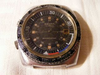 Vintage Sicura World Timer Diver Date Watch - Non Runner - Spares/restore Etc