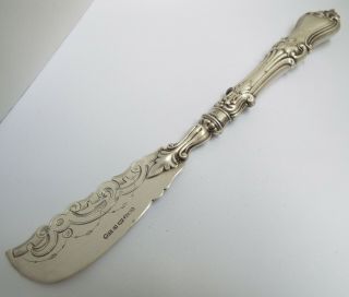 STUNNING DECORATIVE ANTIQUE VICTORIAN 1857 STERLING SILVER BUTTER KNIFE SPREADER 2