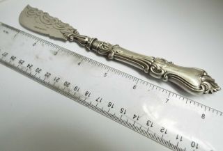 STUNNING DECORATIVE ANTIQUE VICTORIAN 1857 STERLING SILVER BUTTER KNIFE SPREADER 5