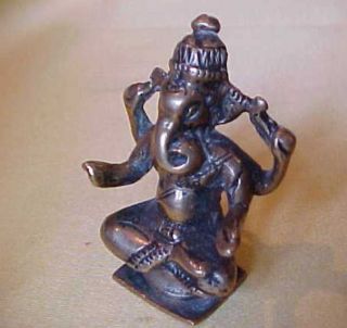 Antique Brass Ganesha - Ganesh,  & Called Ganapati Elephant Head Hindu God Figure
