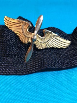 World War Ii Army Air Corps Cadet Flight Visor Cap Band And 3” Pin