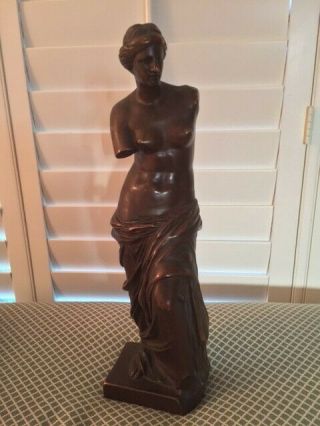 Exquisite Antique Bronze Statue " Venus De Milo " - 18 1/2 Inches Tall.