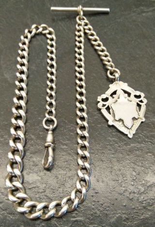 Old Vintage All Silver Graduated Albert Pocket Watch Chain & Fob By H.  P 2