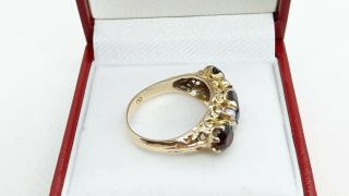 Vintage 9ct Yellow Gold Garnet and Pearl Ring 6