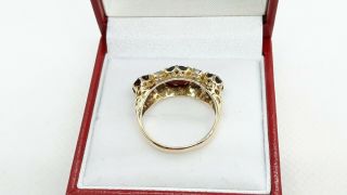 Vintage 9ct Yellow Gold Garnet and Pearl Ring 7