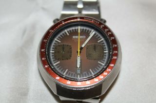 Vintage Seiko Chronograph Automatic 6138 - 0040 Bullhead Brown Dial Watch