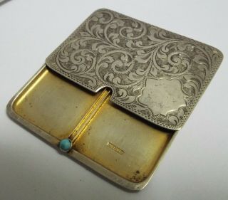 LOVELY RARE ENGLISH ANTIQUE 1905 STERLING SILVER SLIDE ACTION DOUBLE STAMP CASE 5