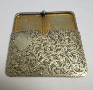 LOVELY RARE ENGLISH ANTIQUE 1905 STERLING SILVER SLIDE ACTION DOUBLE STAMP CASE 7