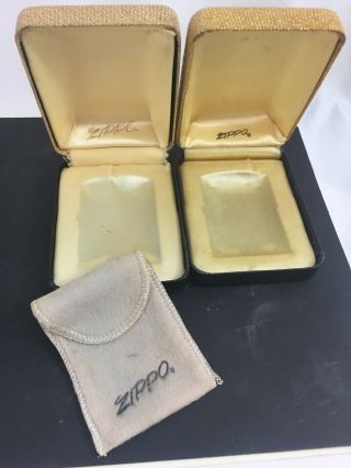 2 Vintage Zippo Lighter Clamshell Style Boxes - Gold And Black
