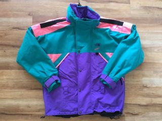 Vintage The North Face Vertical Retro Gore - Tex Jacket Size M - L Neon Tnf 90s