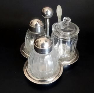French Vintage Christofle Condiment Set – Tableware Salt & Pepper & Mustard Jar