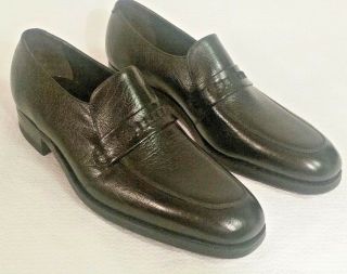 Vintage Florsheim Black Leather Slip On Loafers Mens Size 8b Usa Made 21212