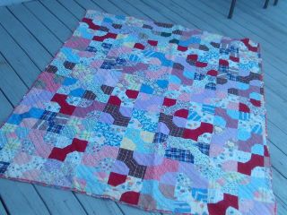 Vintage Handmade Hand Quilted Quilt - Approx.  Size 64 " X 76 "