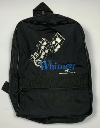 Vtg Rare Official Whitney Houston Fan Club Small Black Nylon Backpack