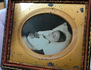 Post Mortem Girl Antique Daguerreotype Photo Vintage