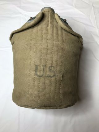 Vintage Wwii Military U.  S.  Army Baker - Lockwood Canvas Pouch.  Canteen & Cup