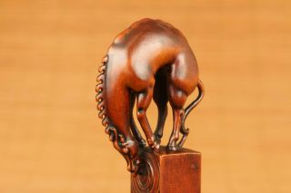 antique old boxwood carving horse water seal statue figure netsuke stamp seal 3