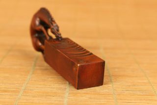 antique old boxwood carving horse water seal statue figure netsuke stamp seal 8
