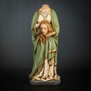 St Regula Statue | Saint Plaster Figure | Rare Vintage Religious Figurine | 11 "