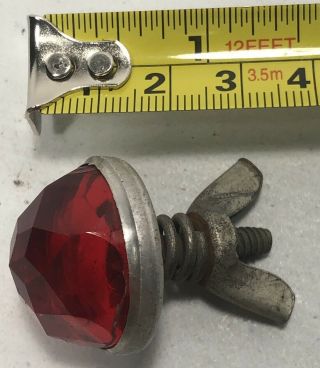 Vintage Antique Motorcycle Red License Plate Glass Jewel Reflector Harley Indian 7