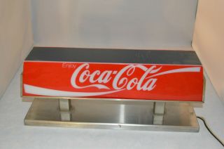 Vintage Coca Cola Fountain Topper Lighted 2 Sided Sign Coke