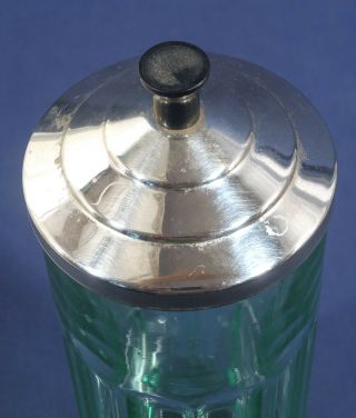 Vtg Green Depression Glass Soda Fountain Straw Holder Dispenser Deco Apothecary 4