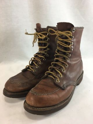 Vtg Red Wing Shoes Work Engineer Boots Womens 10 N Brown Leather Lace Up Usa