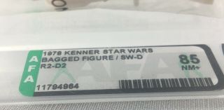 Vintage Star Wars AFA 85 NM,  R2 - D2 - Baggie Mailer SW - d Baggy Bagged 3