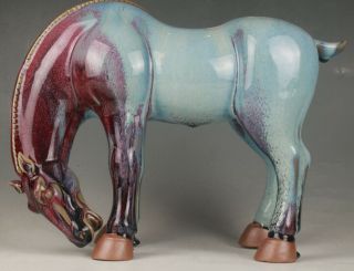 Antique Chinese Ceramic Glazed Statue Large - Sized Animal Horse Handicraft Gift M