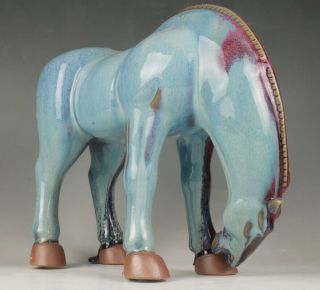 ANTIQUE CHINESE CERAMIC GLAZED STATUE LARGE - SIZED ANIMAL HORSE HANDICRAFT GIFT M 2