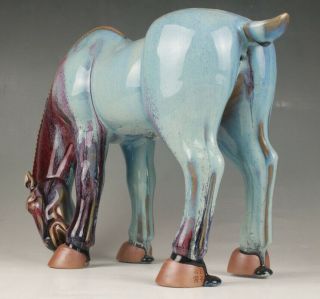 ANTIQUE CHINESE CERAMIC GLAZED STATUE LARGE - SIZED ANIMAL HORSE HANDICRAFT GIFT M 4