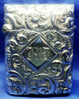 Victorian Solid Silver Repousse Vesta Case By Henry Williamson B 