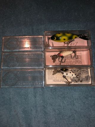 Set Of 3 Vintage Fishing Lure Whopper Stopper In Boxes With Paper Inserts
