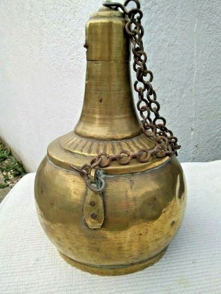 Antique Vintage Brass Middle Eastern Islamic Bottle / Container With Lid
