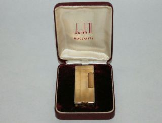 Vintage Dunhill Rollalite Gold Plated Lighter W/ Box