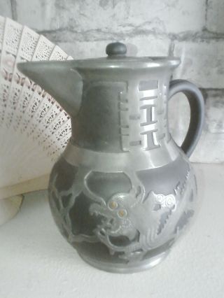 Chinese Tea Pot Ornament Metal/clay? Dragons Culture Asian Oriental