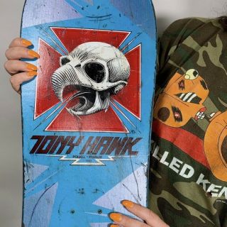 Vintage 80’s 1983 Powell Peralta Tony Hawk Skull Graphic Skateboard