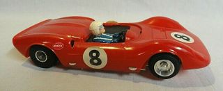 Rare Vintage 1967 Cox 1/24 Red Dino Ferrari Slot Car With Iso - Fulcrum Chassis
