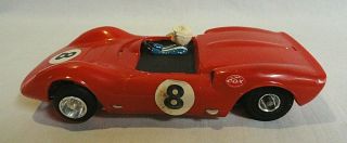 RARE VINTAGE 1967 COX 1/24 RED DINO FERRARI SLOT CAR WITH ISO - FULCRUM CHASSIS 2