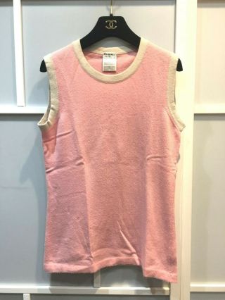100 Authentic Vintage Chanel Sleeveless Soft Pink Top