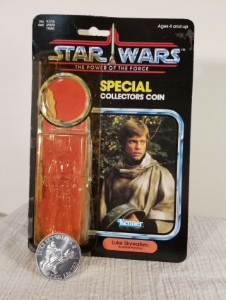 Luke In Endor Gear Cardback And Coin From Vintage Potf