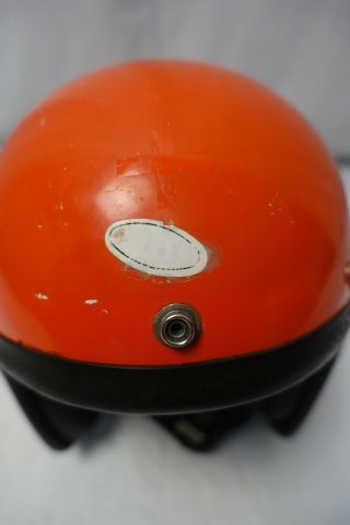 VINTAGE BELL TOPTEX 1960 ' S MOTORCYCLE RIDING HELMET ORANGE SZ - 6 7/8 3